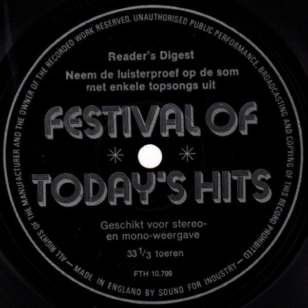 Various : Festival Of Today's Hits (Flexi, 7")