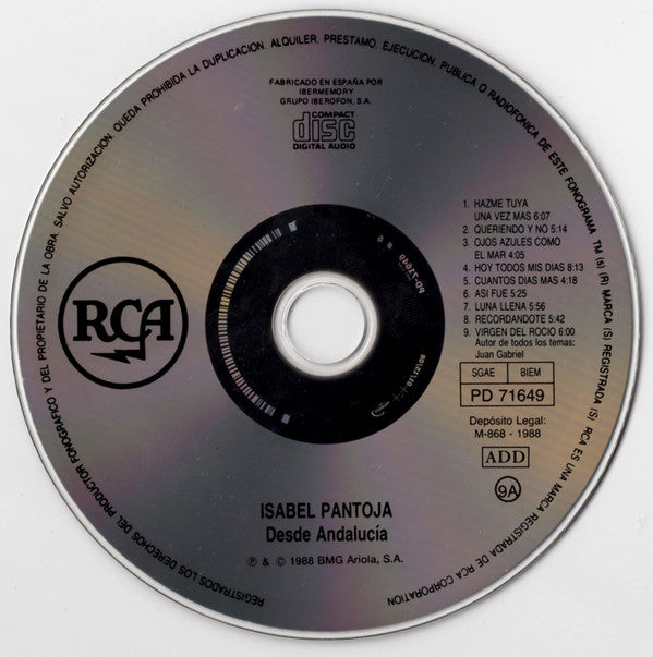 Isabel Pantoja : Desde Andalucía (CD, Album, RE)