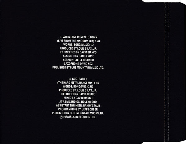 U2 With B.B. King : When Love Comes To Town (CD, Single)