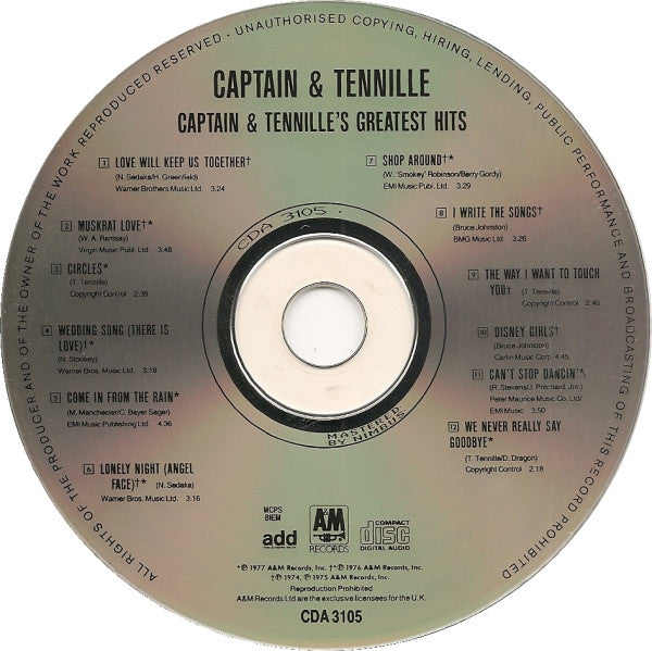 Captain And Tennille : Greatest Hits (CD, Comp, RE)