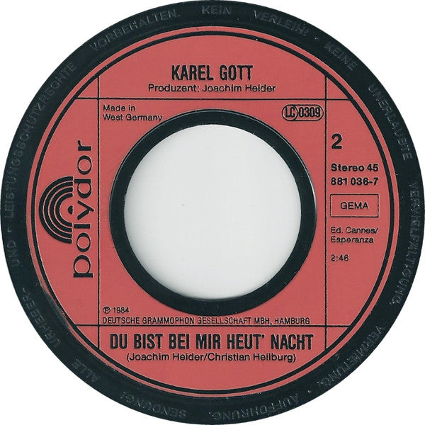 Karel Gott : Geh' Nicht Vorbei (7", Single)