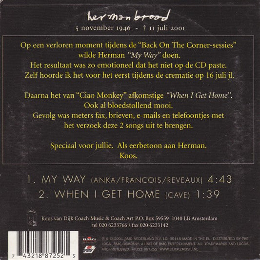 Herman Brood : My Way (CD, Single)