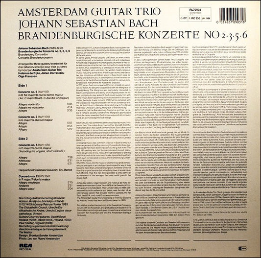 Johann Sebastian Bach - Amsterdam Guitar Trio : Brandenburgische Konzerte / Brandenburg Concertos / Concerts Brandebourgeois - No. 2▪3▪5▪6 (LP, Album)