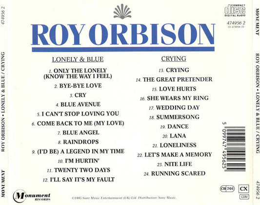 Roy Orbison : Lonely & Blue / Crying (CD, Comp, RP)