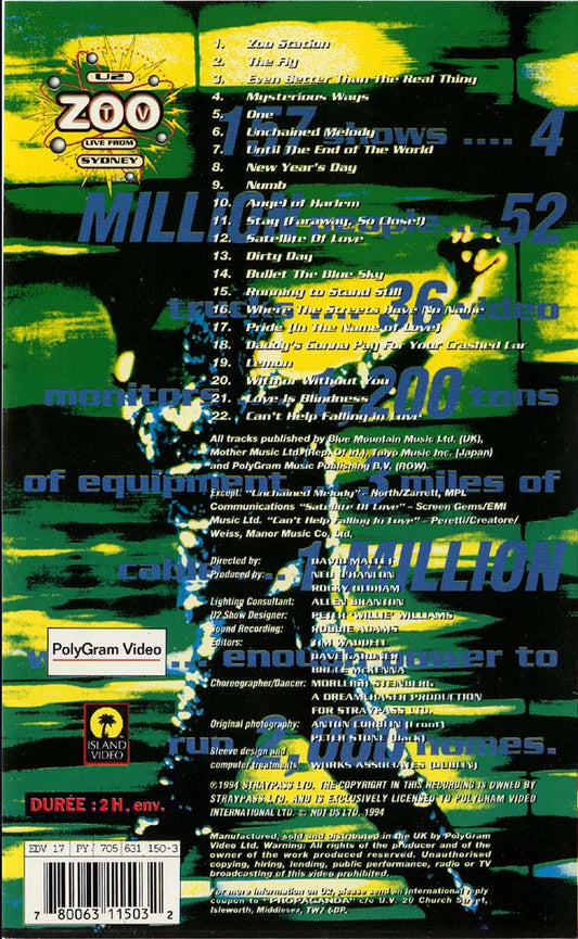 U2 : ZooTV Live From Sydney (VHS, SECAM)
