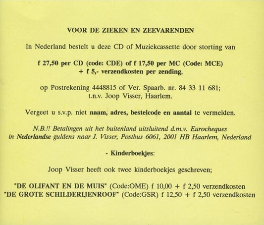 Joop Visser (2) : Voor De Zieken En Zeevarenden (CD, Album)