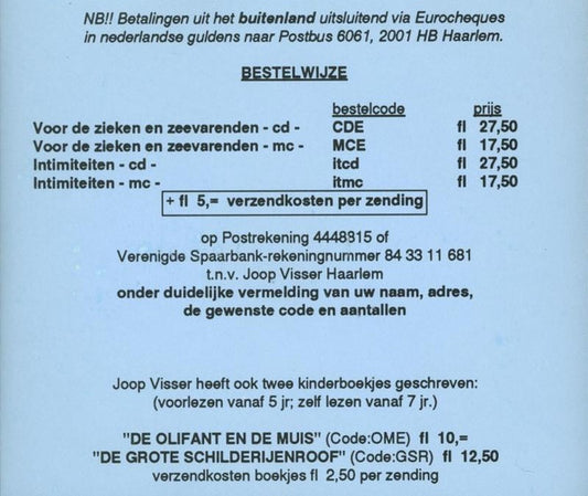 Joop Visser (2) : Intimiteiten (CD, Album)