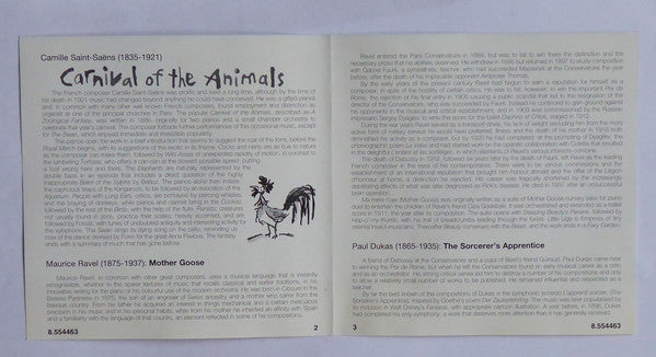 Camille Saint-Saëns - Ravel*, Dukas* Narrated By Johnny Morris (3) : Carnival Of The Animals, Mother Goose, The Sorcerer's Apprentice (CD, Album)