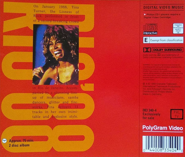 Tina Turner : Rio'88 (Live In Concert / Rio De Janeiro) (2xCDi, PAL)