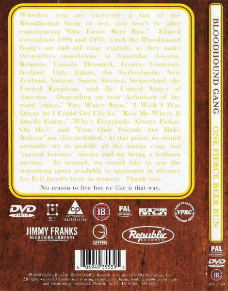 Bloodhound Gang : One Fierce Beer Run (DVD, PAL)