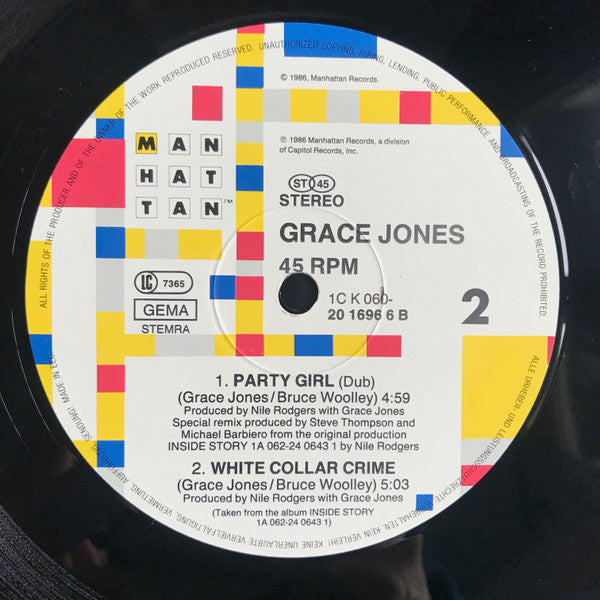 Grace Jones : Party Girl (12", Maxi)