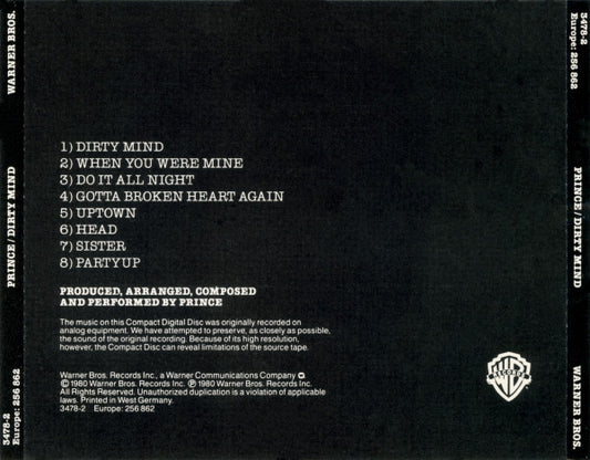 Prince : Dirty Mind (CD, Album, RE, Tar)