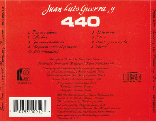 Juan Luis Guerra 4.40 : Mudanza Y Acarreo (CD, Album)