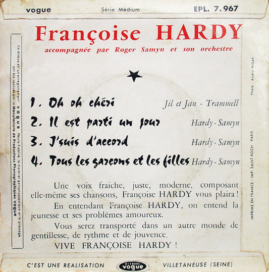 Françoise Hardy : J'suis D'accord / Tous Les Garçons Et Les Filles (7", EP, RP)