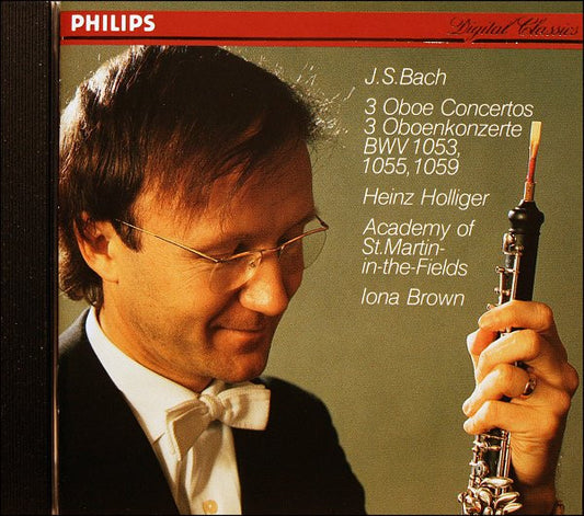 Johann Sebastian Bach - Heinz Holliger, The Academy Of St. Martin-in-the-Fields, Iona Brown : 3 Oboe Concertos = 3 Oboenkonzerte (BWV 1053, 1055, 1059) (CD, Album, RE, EDC)