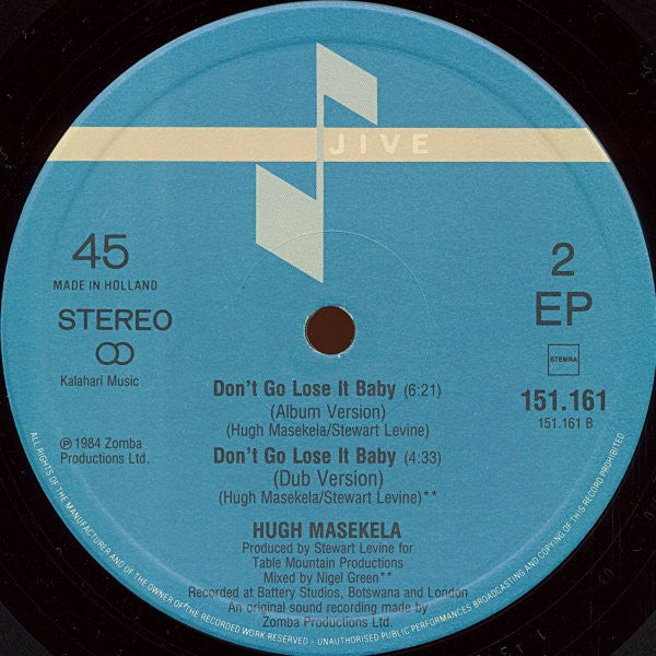 Hugh Masekela : Don't Go Lose It Baby (12", EP, Maxi)