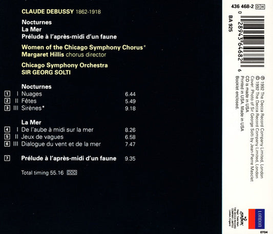Claude Debussy - Chicago Symphony Orchestra, Georg Solti : La Mer / Prélude À L'Après-Midi D'un Faune / Nocturnes (CD, Album)