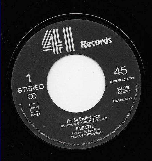 Paulette Bronkhorst : I'm So Excited (7")