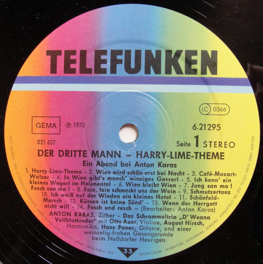 Anton Karas : Der Dritte Mann - Harry-Lime-Theme - Ein Abend Bei Anton Karas (LP)