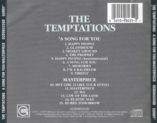 The Temptations : A Song For You / Masterpiece (CD, Album, Comp, RM)