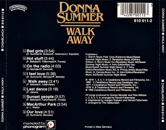 Donna Summer : Walk Away - Collector's Edition (The Best Of 1977-1980) (CD, Comp, RE, Yel)