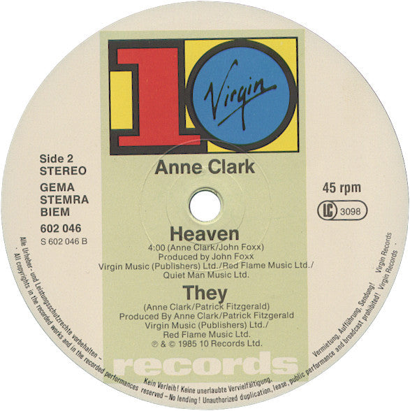 Anne Clark : Heaven (12", Single)