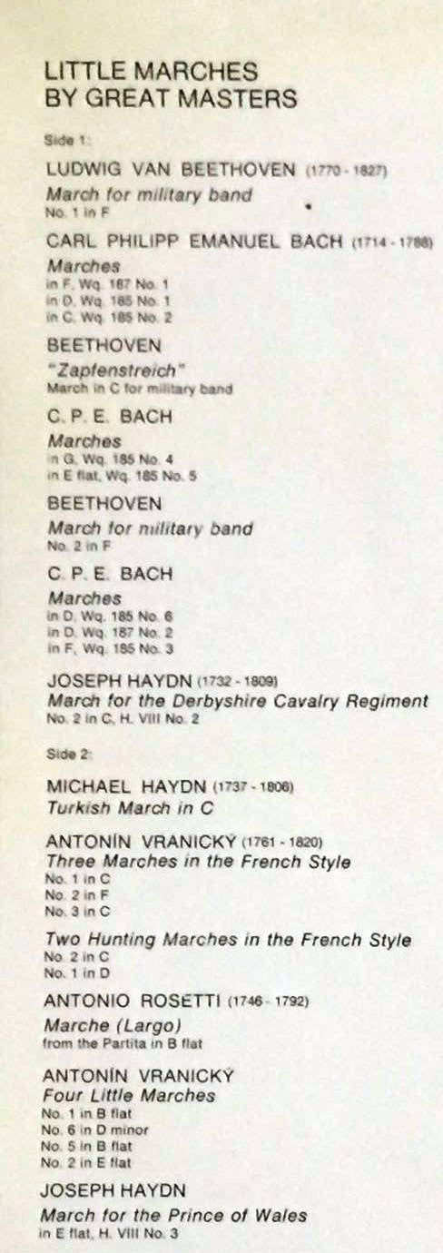 Nederlands Blazers Ensemble : Little Marches By Great Masters (LP, RP)