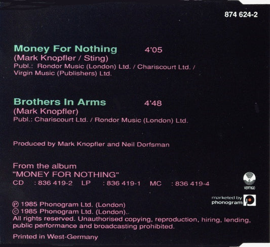 Dire Straits : Money For Nothing / Brothers In Arms (CD, Single)
