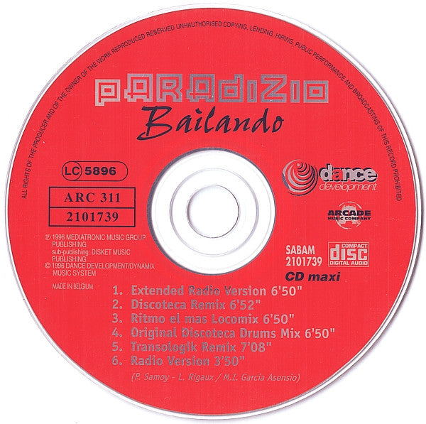 Paradisio : Bailando (CD, Maxi)