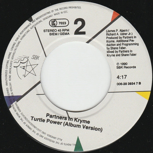 Partners In Kryme : Turtle Power (7", Single)