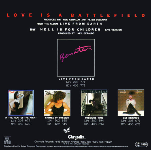 Pat Benatar : Love Is A Battlefield (7", Single)