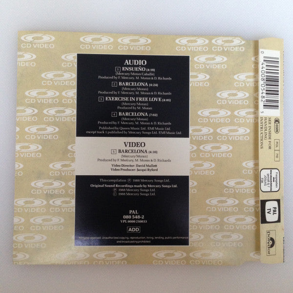 Freddie Mercury & Montserrat Caballé : Barcelona (CDV, 5", Single, PAL)