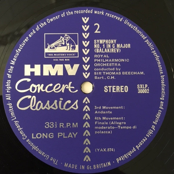 Mily Balakirev, Sir Thomas Beecham, Royal Philharmonic Orchestra : Symphony No. 1 In C Major (LP)