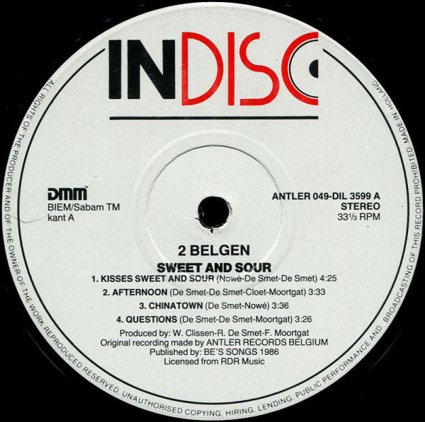 2 Belgen : Sweet And Sour (LP, Album)