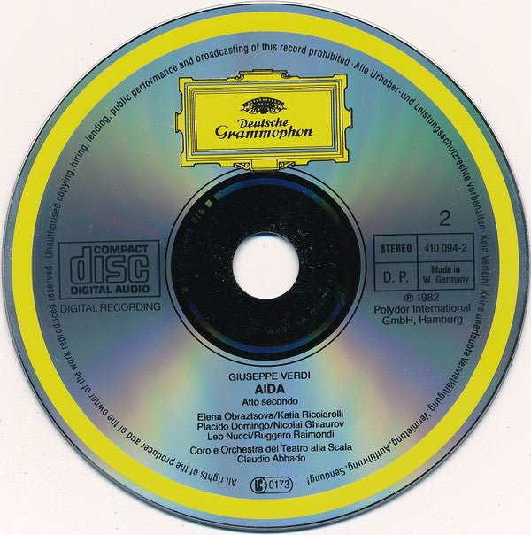 Giuseppe Verdi - Katia Ricciarelli · Placido Domingo · Elena Obraztsova · Leo Nucci · Nicolai Ghiaurov · Ruggero Raimondi · Lucia Valentini Terrani · Coro Del Teatro Alla Scala E Orchestra Del Teatro Alla Scala, Romano Gandolfi, Claudio Abbado : Aida (3xCD, Album, RE, RP + Box)