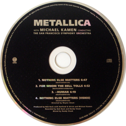Metallica With Michael Kamen Conducting San Francisco Symphony : Nothing Else Matters (CD, Single, Enh)