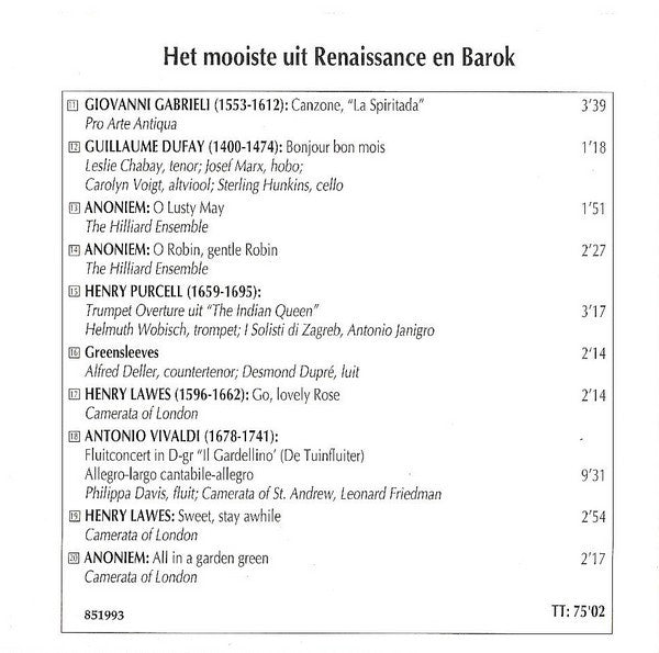 Various : Now Is The Merry Month Of May - Het Mooiste Uit Renaissance En Barok (CD, Comp)