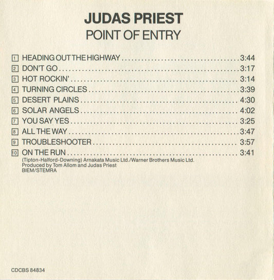 Judas Priest : Point Of Entry (CD, Album, RE)