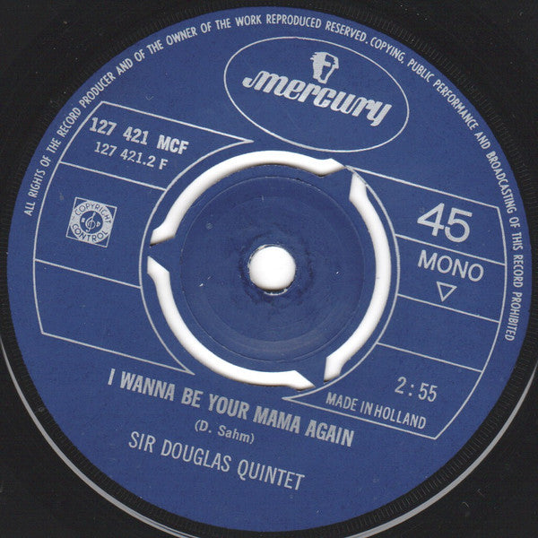 Sir Douglas Quintet : Mendocino (7", Single, Mono)