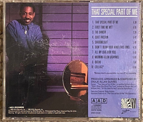 Onaje Allan Gumbs : That Special Part Of Me (CD, Album)