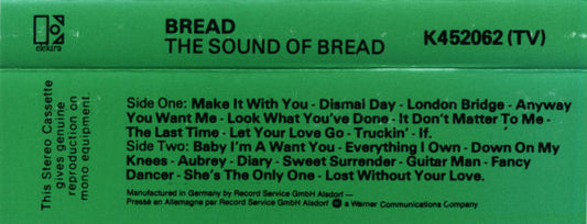 Bread : The Sound Of Bread (Their 20 Finest Songs) (Cass, Comp, Bla)