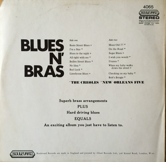 The Creoles, New Orleans Five : Blues N' Bras (LP, Album)