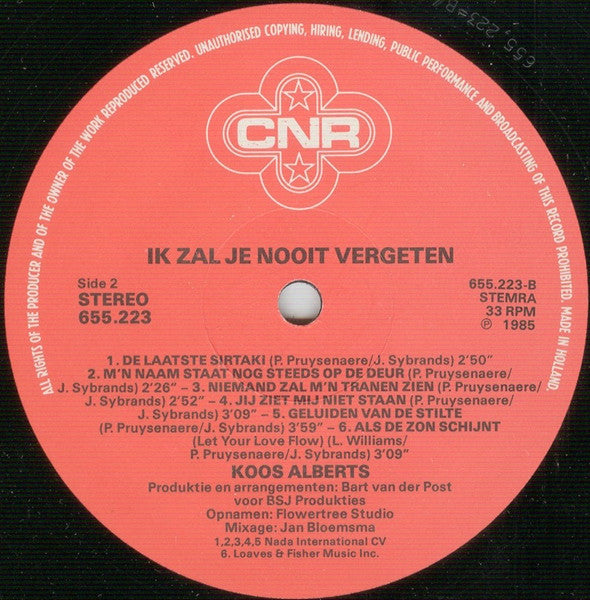 Koos Alberts : Ik Zal Je Nooit Vergeten (LP, Album)