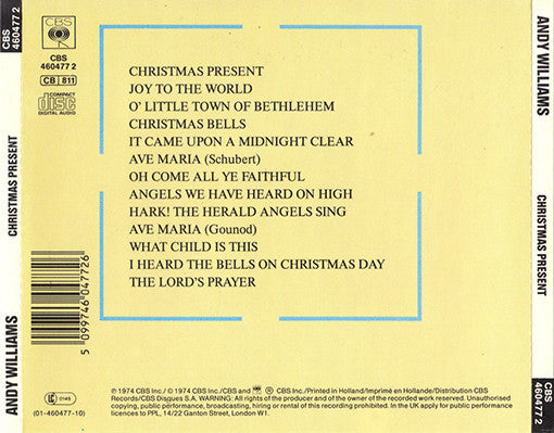 Andy Williams : Christmas Present (CD, Album, RE)