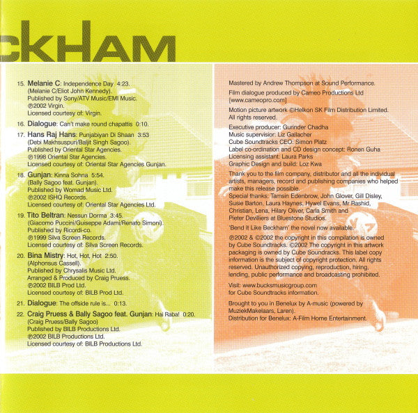 Various : Bend It Like Beckham - Music From The Motion Picture (CD, Comp)