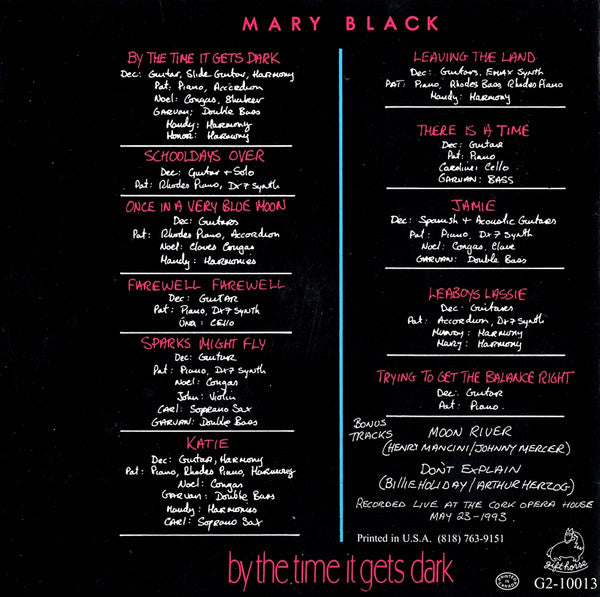 Mary Black : By The Time It Gets Dark (CD)