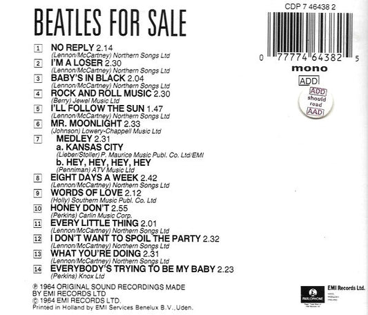 The Beatles : Beatles For Sale (CD, Album, Mono, RE)