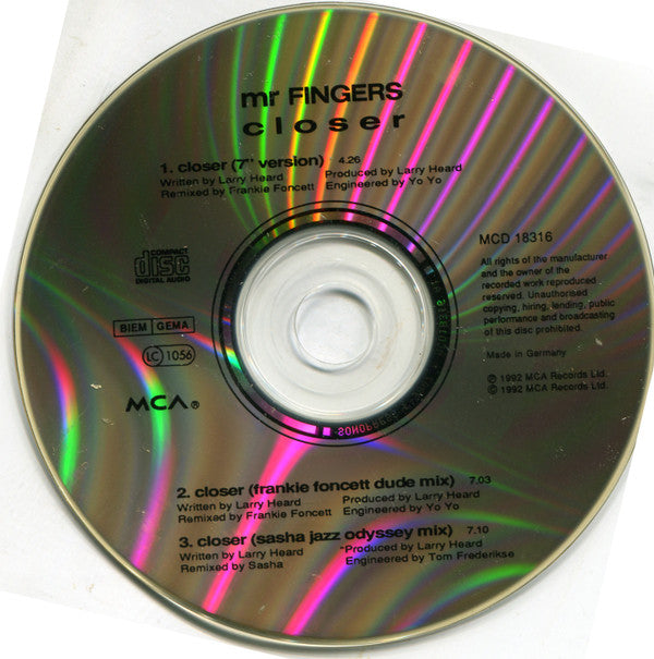 Mr. Fingers : Closer (CD, Maxi)