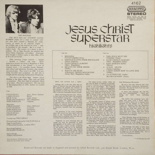 Andrew Lloyd Webber And Tim Rice, Various : Jesus Christ Superstar - A Rock Opera (LP, Album)
