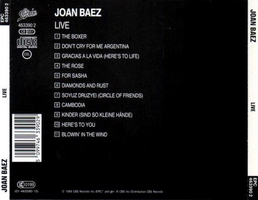 Joan Baez : Live (CD, Album, RE)